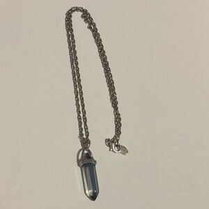 Silver Pendant Necklace with Blue Crystal